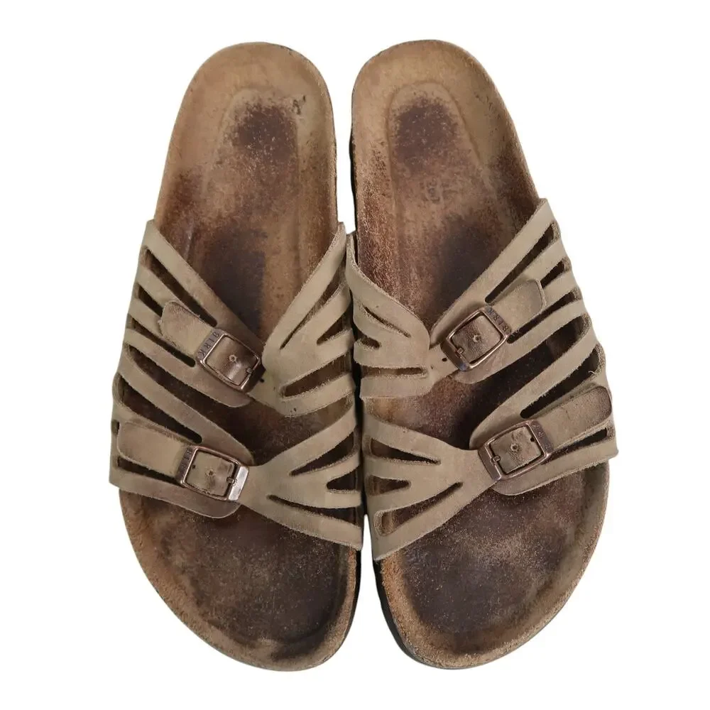 Birkenstock Granada Taupe Suede Leather Sandals Womens 9